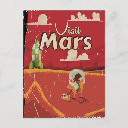 Mars Vintage Reisposter Briefkaart (Voorkant)