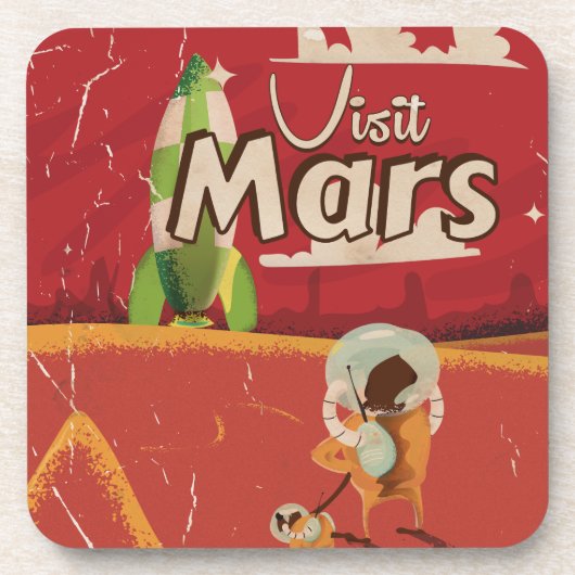 Mars Vintage Reisposter Drankjes Onderzetter (Voorkant)