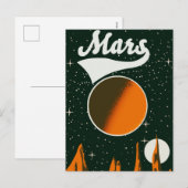 Mars vintage ruimte kunst feestdagenkaart (Voorkant / Achterkant)
