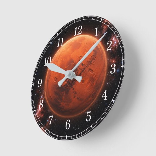 Mars Wall Clock — Space-Inspired Design Ronde Klok (Hoek)