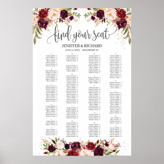 Marsala Alfabetical blush burgundy sediagram Poster (Voorkant)