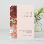 Marsala Autumn Floral | Blush All-in-One bruiloft Kaart (Staand voorkant)