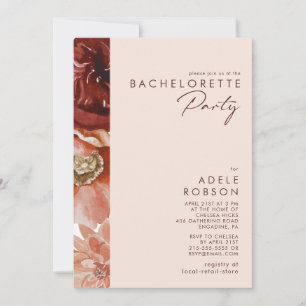 Marsala Autumn Floral   Blush Bachelorette Party Kaart