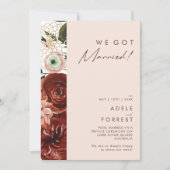 Marsala Autumn Floral Blush Elopement kondiging Kaart (Voorkant)