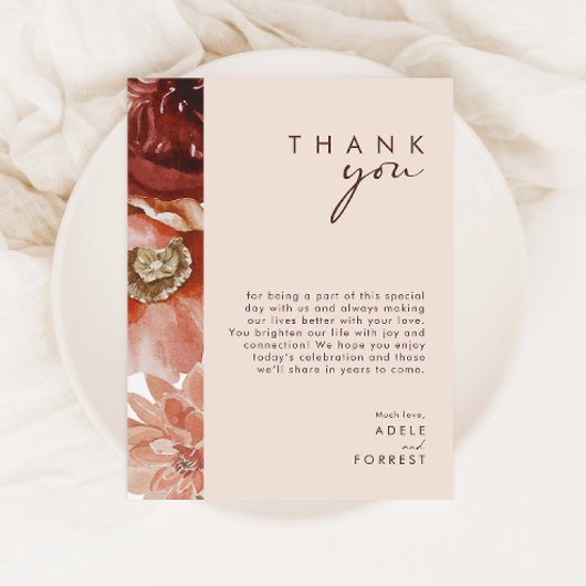 Marsala Autumn Floral | Blush-kaart voor bedankt Briefkaart