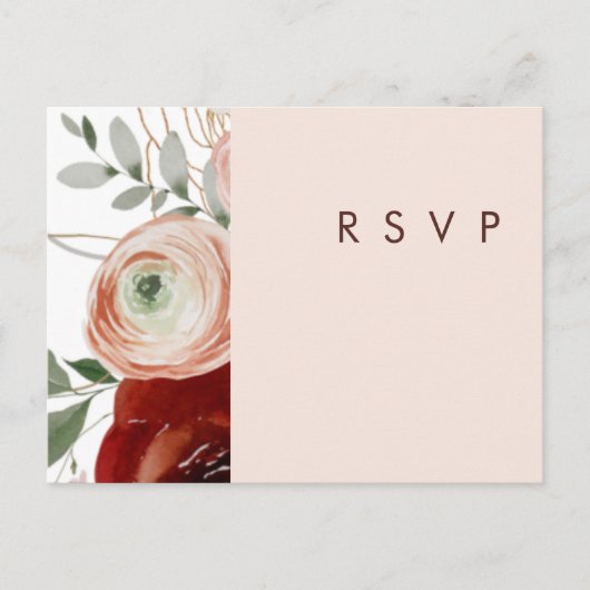 Marsala Autumn Floral Blush Menu Keuze RSVP-kaart (Voorkant)