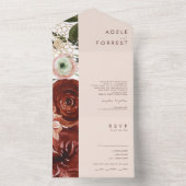 Marsala Autumn Floral | Blush Seal and Send All In One Uitnodiging (Binnen)