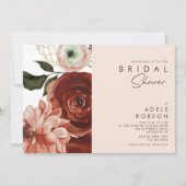 Marsala Autumn Floral | Blush Vrijgezellenfeest Kaart (Voorkant)