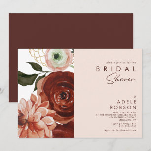 Marsala Autumn Floral Blush Vrijgezellenfeest Kaart