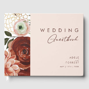 Marsala Autumn Floral Blush Weddenschap-boek Gastenboek