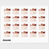 Marsala Autumn Floral Blush Wedding Envelope Seals Vierkante Sticker (Vel)