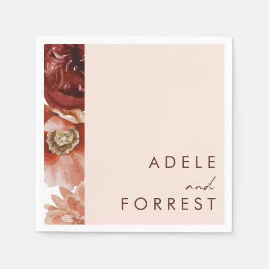 Marsala Autumn Floral | Blush Wedding Napkins Servet (Voorkant)
