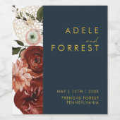 Marsala Autumn Floral | Etiket voor marinevrouwwij (Enkel label)