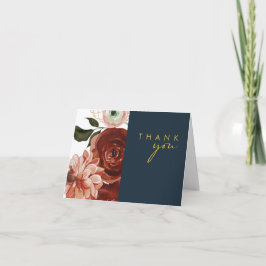 Marsala Autumn Floral | Hartelijk dank voor de mar Bedankkaart