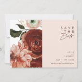 Marsala Autumn Floral | Horizontaal overspoelen Save The Date (Voorkant)
