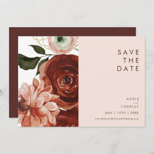 Marsala Autumn Floral   Horizontaal zwart Save The Date