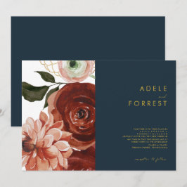 Marsala Autumn Floral | Horizontale marineverbindi Kaart