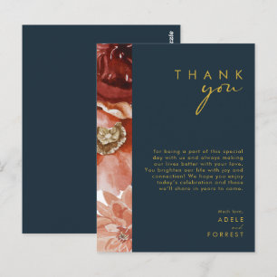 Marsala Autumn Floral   Navy Dankkaart Briefkaart