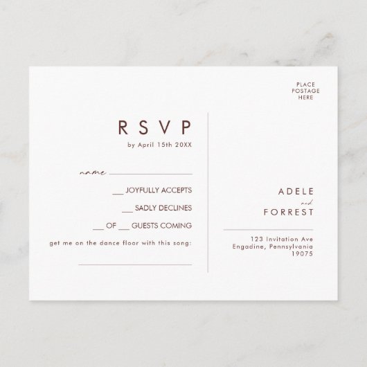 Marsala Autumn Floral Navy Song Request RSVP Card Briefkaart (Achterkant)