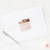 Marsala Autumn Floral | Onthaal van het Wuwelijksh Vierkante Sticker (Envelop)