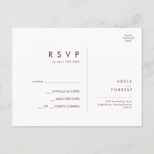 Marsala Autumn Floral | RSVP rond het witte huweli Briefkaart (Achterkant)