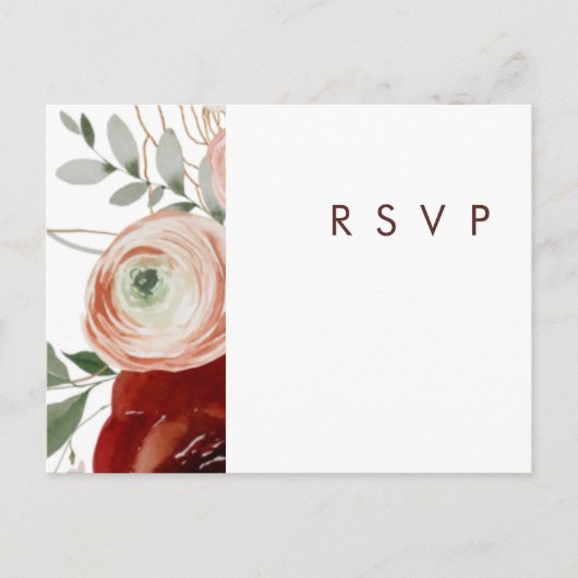 Marsala Autumn Floral | RSVP rond het witte huweli Briefkaart (Voorkant)