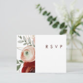 Marsala Autumn Floral | RSVP rond het witte huweli Briefkaart (Staand voorkant)