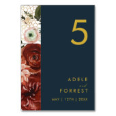 Marsala Autumn Floral | Tafelnummer marine (Achterkant)