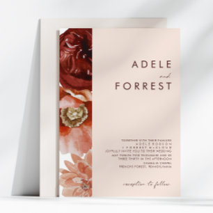 Marsala Autumn Floral Uitnodiging tot weddenscha