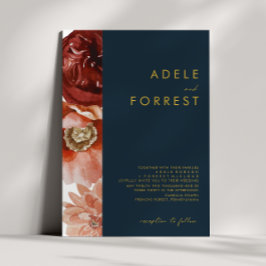 Marsala Autumn Floral | Uitnodiging tot weddenscha