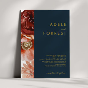 Marsala Autumn Floral   Uitnodiging tot weddenscha