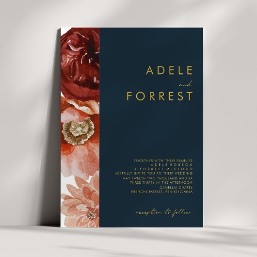 Marsala Autumn Floral | Uitnodiging tot weddenscha