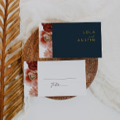 Marsala Autumn Floral | Vaste marinebruiloft Plaatskaartje