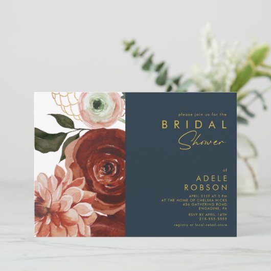 Marsala Autumn Floral | Vrijgezellenfeest van de m Kaart (Staand voorkant)