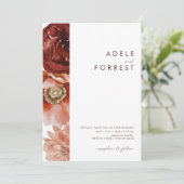 Marsala Autumn Floral | White All-in-One bruiloft Kaart (Staand voorkant)