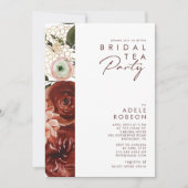 Marsala Autumn Floral | White Bridal Tea Party Kaart (Voorkant)