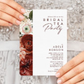 Marsala Autumn Floral | White Bridal Tea Party Kaart
