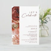 Marsala Autumn Floral | White Let's Celebrate Kaart (Staand voorkant)