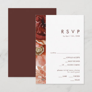 Marsala Autumn Floral White Menu Keuze RSVP-kaart