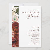 Marsala Autumn Floral | White Wedding Brunch Kaart (Voorkant)