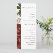 Marsala Autumn Floral | White Wedding Programme Programmakaart (Staand voorkant)