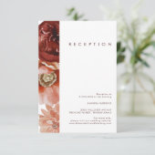 Marsala Autumn Floral White Wedding Reception Card Informatiekaartje (Staand voorkant)