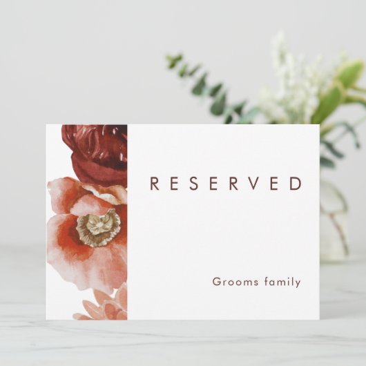 Marsala Autumn Floral | Wit gereserveerd teken (Staand voorkant)