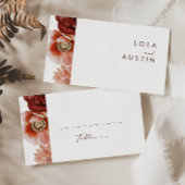 Marsala Autumn Floral | Wit platte bruiloft Plaatskaartje