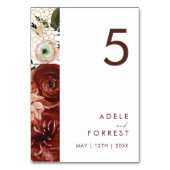 Marsala Autumn Floral | Wit-tabelnummer Kaart (Achterkant)