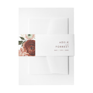 Marsala Autumn Floral   wit Uitnodigingen Wikkel