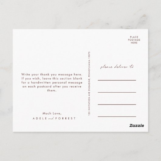 Marsala Autumn Floral | Witte bruiloft Hartelijk d Briefkaart (Achterkant)