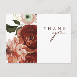 Marsala Autumn Floral | Witte bruiloft Hartelijk d Briefkaart