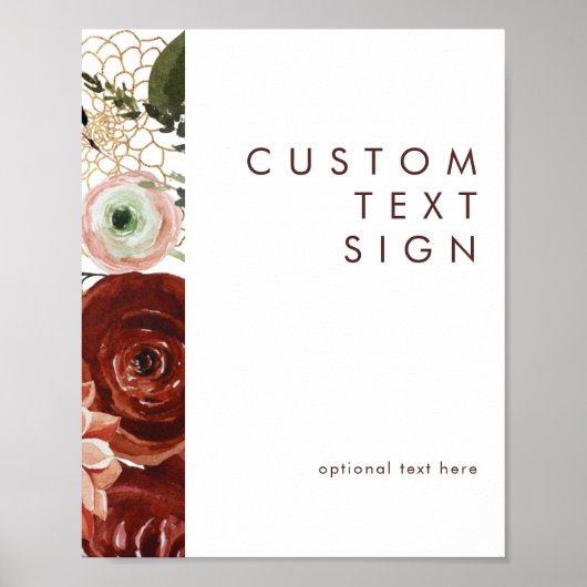 Marsala Autumn Floral | Witte Kaarten & Geschenken Poster (Voorkant)