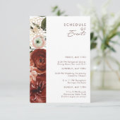 Marsala Autumn Floral | Witte lijst van evenemente Informatiekaartje (Staand voorkant)